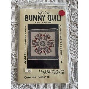 Vtg Bunny Quilt Wall Hanging Pattern 23x23" Lori Notestine Quilting Project 1991